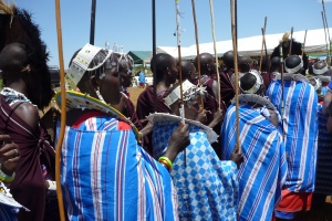 Walking in with the Masaai greeting party